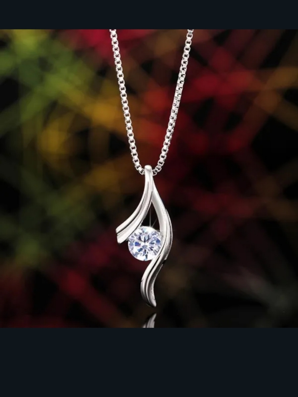 NWT Elegant Silver Wave Cubic Zirconia Necklace